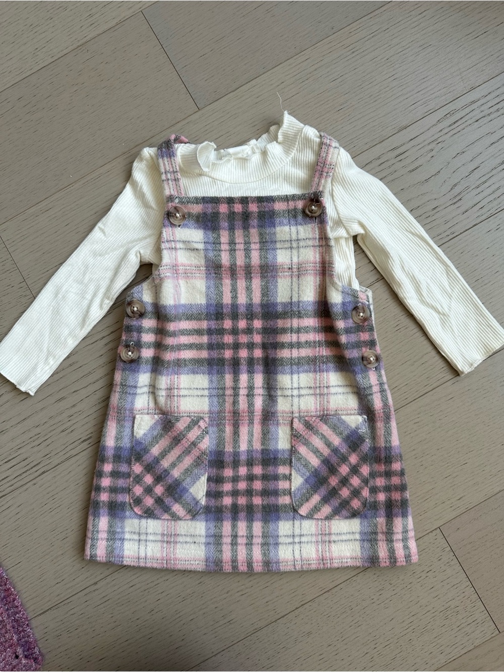 Primark Baby Pink, Cream & Lavender Plaid Pinafore